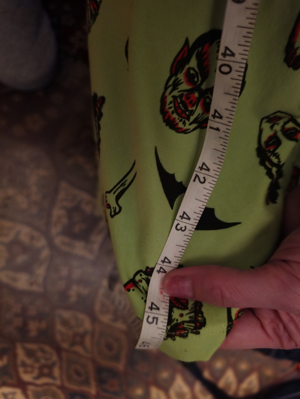 Vixen by Micheline Pitt Lime Green Gothic Print Midi Dress - Picture 5 of 7